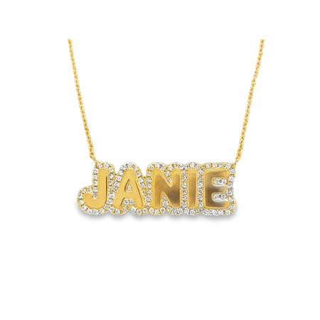 Custom gold plated diamond sterling silver nameplate jewelry personalized cubic zirconia double plated name necklaces wholesale vendors